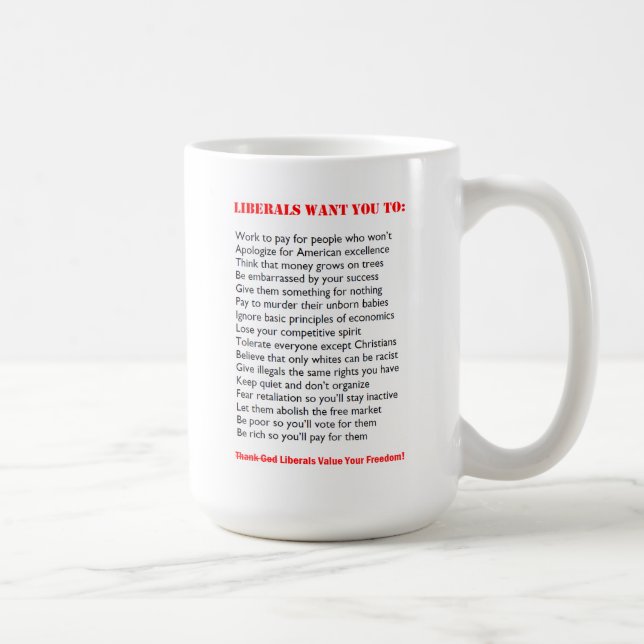 "Vilka liberal person önskar" den roliga muggen Kaffemugg (Höger)