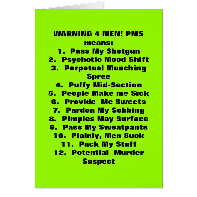 Vilka PMS-elak? Hälsningskort (Framsidan)