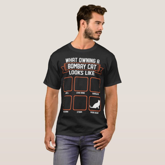 Vilken äga Bombay katt ser den lika roliga T Shirt (Hel framsida)