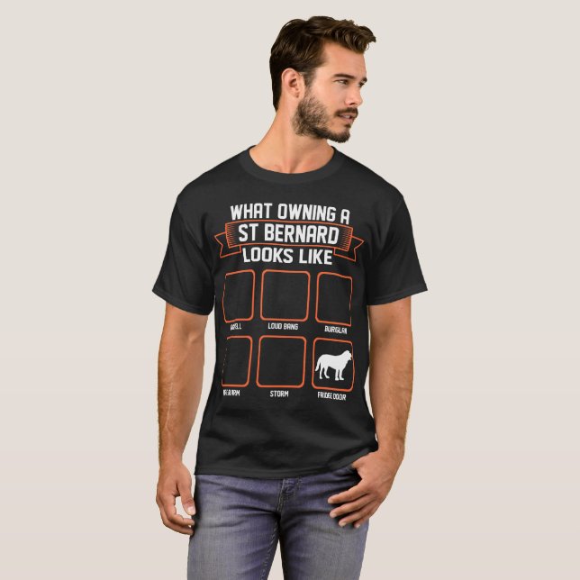 Vilken äga St Bernard hund ser den lika roliga T Shirt (Hel framsida)