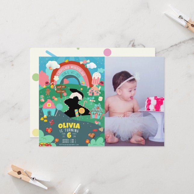 Vilken ålder som helst, fotofödelsedag med godiste inbjudningar (Fram/Back In Situ)