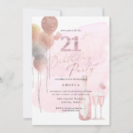 Vilken ålder som helst, Glitter-Rosa Champagne 21: Inbjudningar