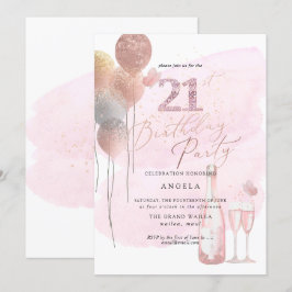 Vilken ålder som helst, Glitter-Rosa Champagne 21: Inbjudningar