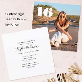 Vilken ålder som helst Tonåring födelsedag - minim Inbjudningar