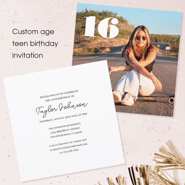 Vilken ålder som helst Tonåring födelsedag - minim Inbjudningar (Skapare uppladdad)