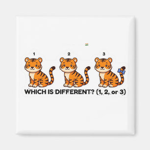 Vilken Är Annorlunda? Sött Tiger Djur Världen Spel Magnet