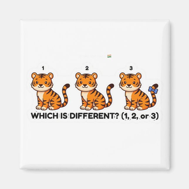 Vilken Är Annorlunda? Sött Tiger Djur Världen Spel Magnet (Framsidan)