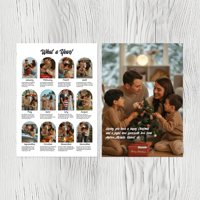 Vilken År Familj Foto Collage Jul Julfirande Julkort (What a Year Family Photo Collage Christmas Holiday Card)