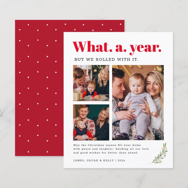Vilken År Glad Jul Fotokort (Fram/baksida)