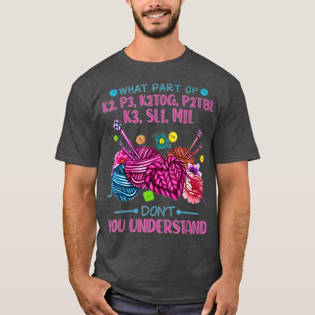 Vilken del av K2 P3 K2TOG P2Tbl K3 SL1 M1L T Shirt (Framsida)