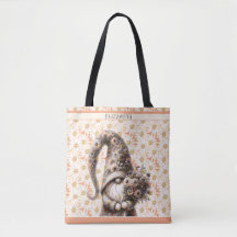 Vilken en Persika Ludd Tomte med Blomsterbukett