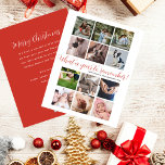 Vilken ettårig skript 12 Photo Collage-jul Julkort<br><div class="desc">Skicka din anpassningsbar Jul önskemål till din familj och dina vänner och visa dina favoritstunder från i år! Denna moderna minimalistiska julklapp med flera fotosamlingskort har ett kollage med tolv kvadratfoton och en blandning av festliga skript och enkel modern typografi. Under, i eleganten står skript med texten "Vad ett år...</div>