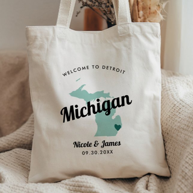 Vilken Färg Som Helst Michigan Karta Bröllop Välko Tygkasse (Skapare uppladdad)