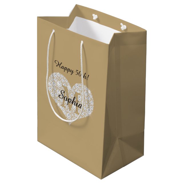 Vilken födelsedag, Diamond Heart, Guld Monogram, N (Baksidan Vinklad)