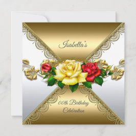 Vilken Födelsedagsfest som helst, Guld röd gul ros Inbjudningar