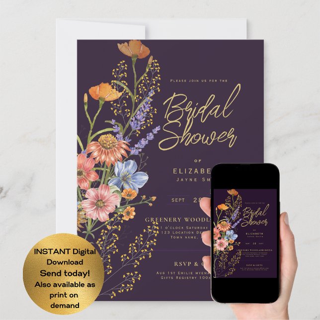 VILKEN HÄNDELSE SOM HELST Boho Wildflowers Trädgår Inbjudningar (Skapare uppladdad)