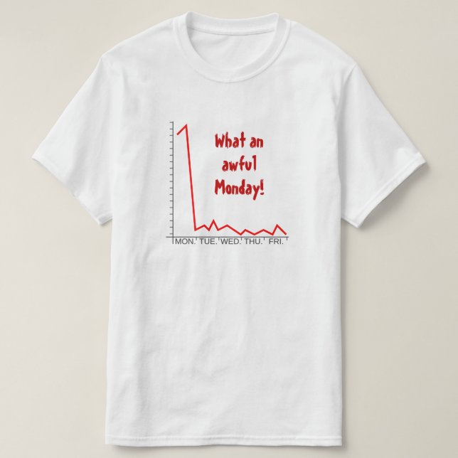 "Vilken hemskt måndag!" + Lagrar Prisa diagram! T Shirt (Design framsida)