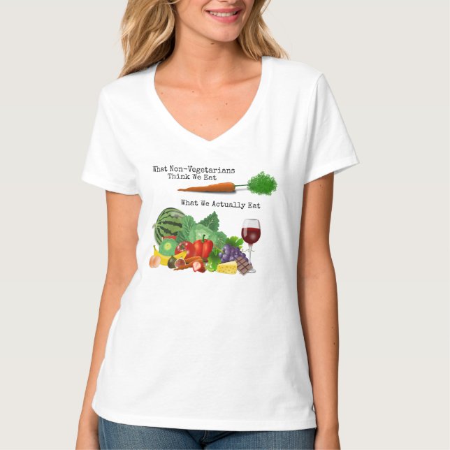 Vilken icke-vegetariansk Tänka vi äter... T Shirt (Framsida)