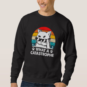Vilken katastrofal katt Kitten Humor Sarkastic Lång Ärmad Tröja