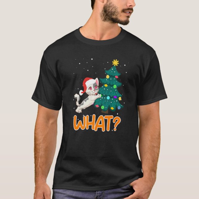 Vilken katt gran träd kattunge t shirt (Framsida)