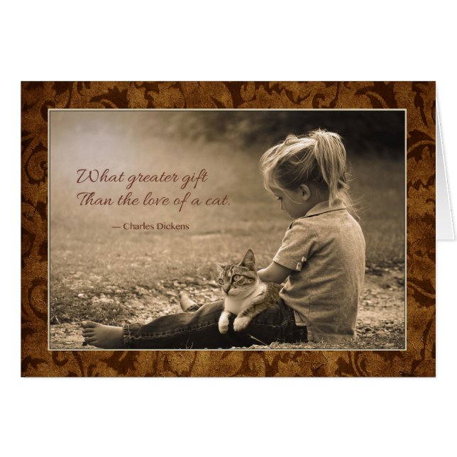 "Vilken mer underbara gåva än kärleken av en katt. Hälsningskort (Framsidan Horizontal)