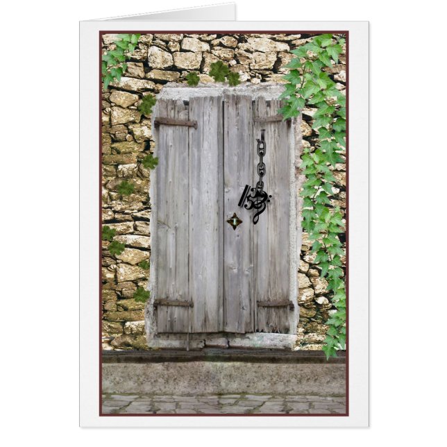 Vilken musikklav som mystisk dörr för nyckel- hälsningskort (Framsidan)