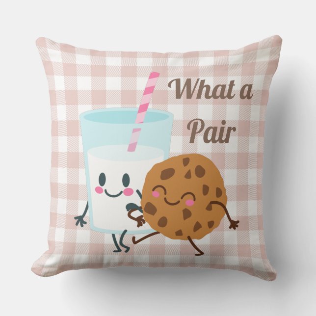Vilken Pair Peach Gingham Dekorativ kudde (Framsida)