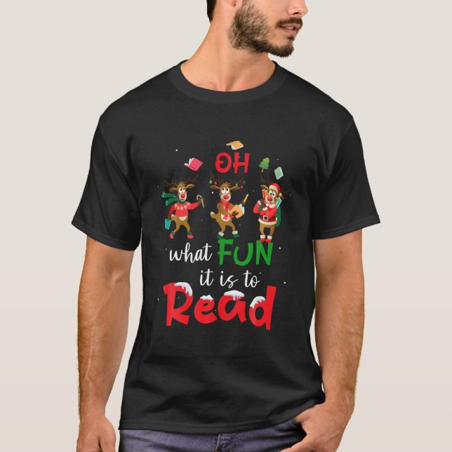 Vilken Roligt det är att läsa julklappen T Shirt (Framsida)