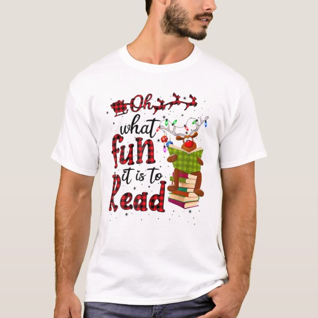 Vilken Roligt det är att läsa julklappen T Shirt (Framsida)