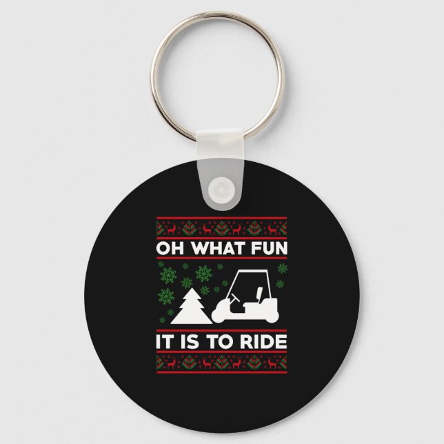 Vilken Roligt det är att rida Golf Cart-julen Nyckelring (Framsida)
