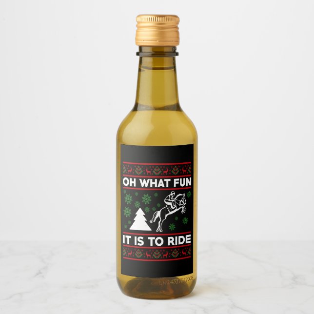 Vilken Roligt det är att rida hästen under Julen? Vinetikett (Framsida)