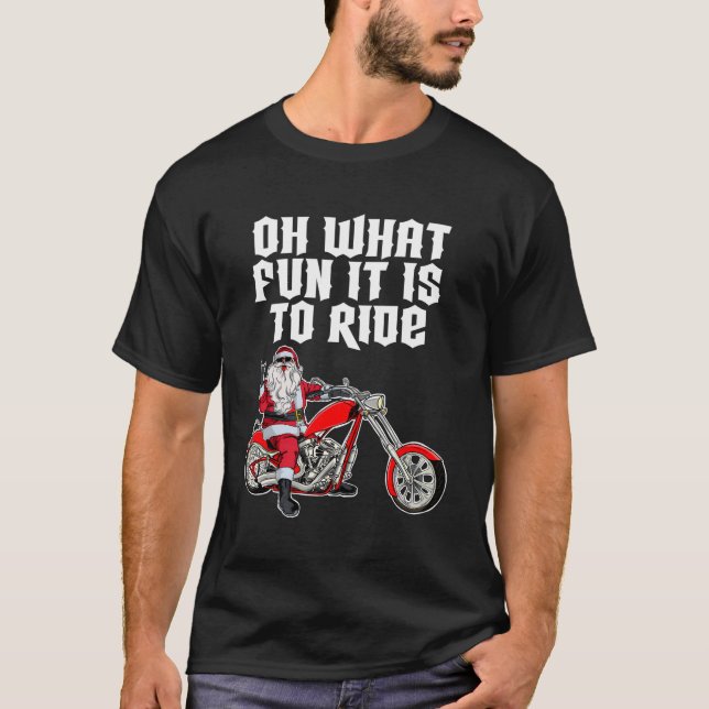 Vilken Roligt det är att rida Jultomten på en moto T Shirt (Framsida)