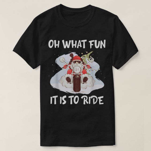 Vilken Roligt det är att rida motorcykel jultomte T Shirt (Design framsida)