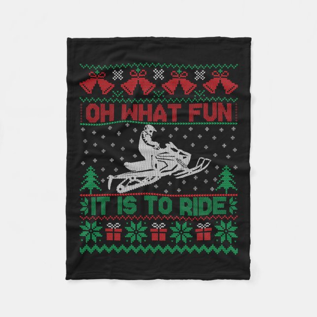 Vilken Roligt det är att Ride Snowmobile Ugly Chri Fleecefilt (Framsidan)