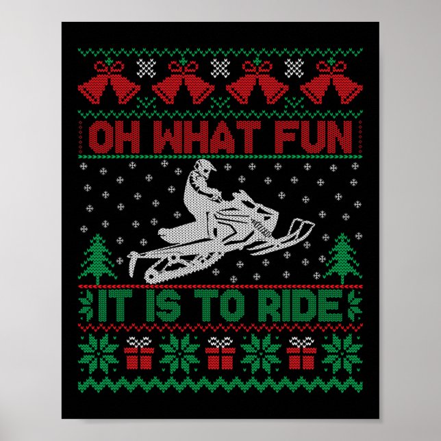 Vilken Roligt det är att Ride Snowmobile Ugly Chri Poster (Framsidan)