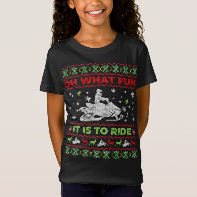 Vilken Roligt det är att Ride Snowmobile Ugly Chri T Shirt (Framsida)