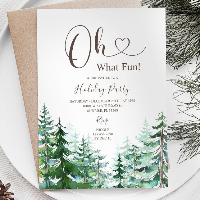 Vilken Roligt Gräs Träd Greenery Julfest Inbjudningar (Skapare uppladdad)