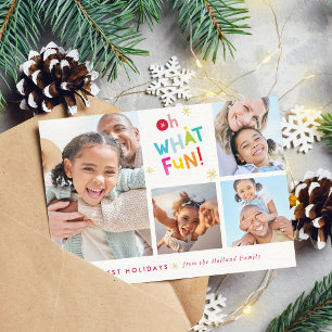 VILKEN ROLIGT MULTI PHOTO modern färglös typografi Julkort
