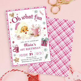 Vilken roligt Rosa jultomte från julafton Inbjudningar