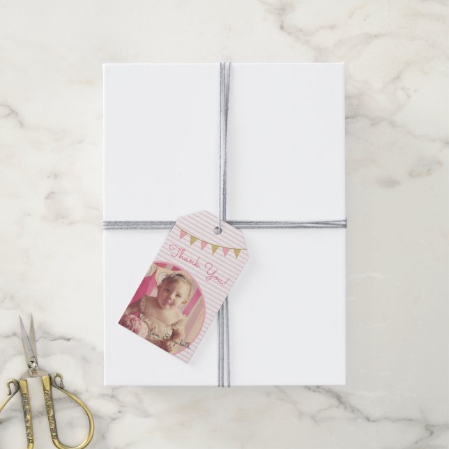 Vilken Roligt ska vara ONE Rosa & Guld Tack? Presentetikett (Med Snöre)