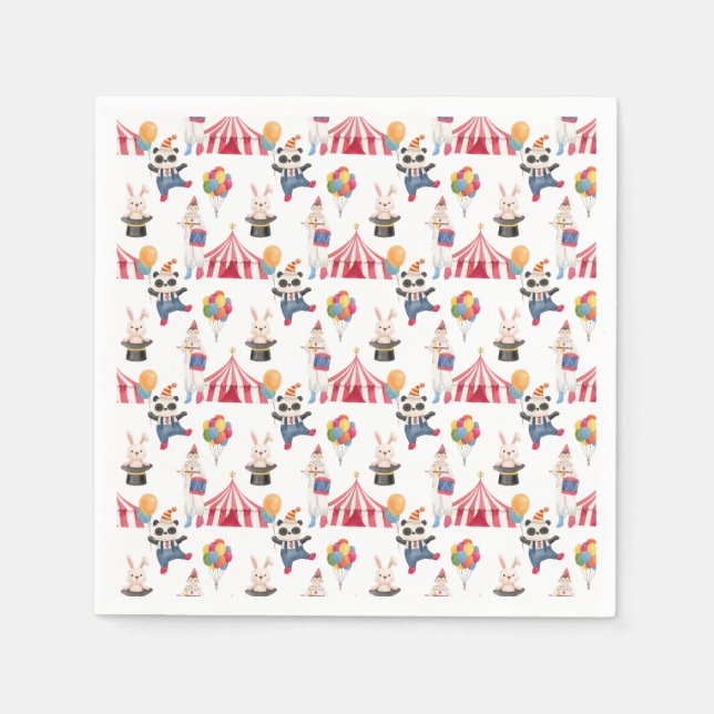 "Vilken roligt ska vi ha?" Circus Tema Papper Plat Pappersservett (Framsidan)