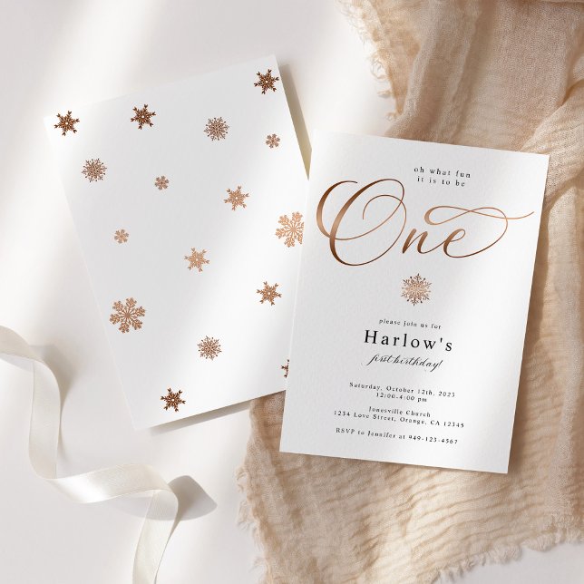 Vilken Roligt snöflake 1:a födelsedagsinbjudan? Meddelande (Skapare uppladdad)