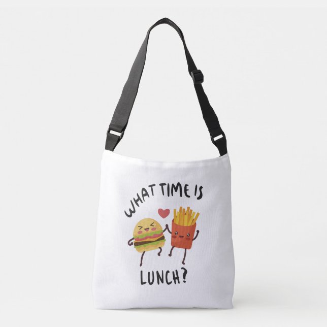 Vilken tid är lunchen axelväska (Framsida)