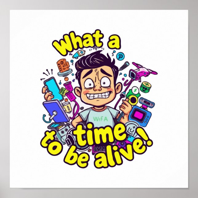 Vilken tid ska vi ha? Tech Overload Mayhem Poster (Framsidan)