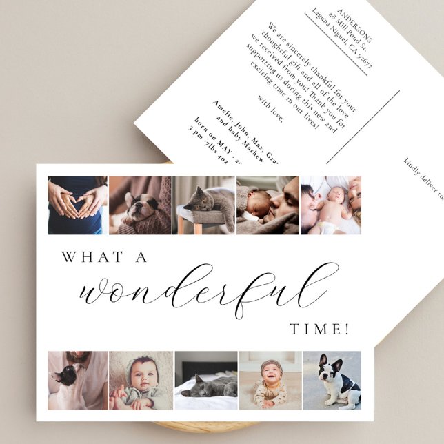 Vilken underbar tid Multi Foto Minimal Ny Bebis Vykort (Skapare uppladdad)