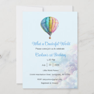 Vilken underbar värld-inbjudan, 1-årsdag inbjudningar