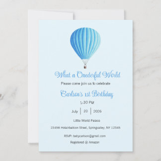 Vilken underbar värld inbjudan, 1-årsdag inbjudningar