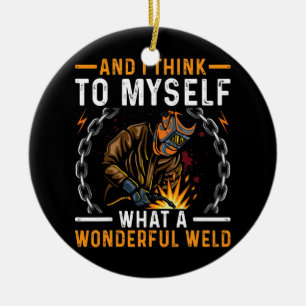 Vilken underbar Weld-funny Welding Costume för Julgransprydnad Keramik