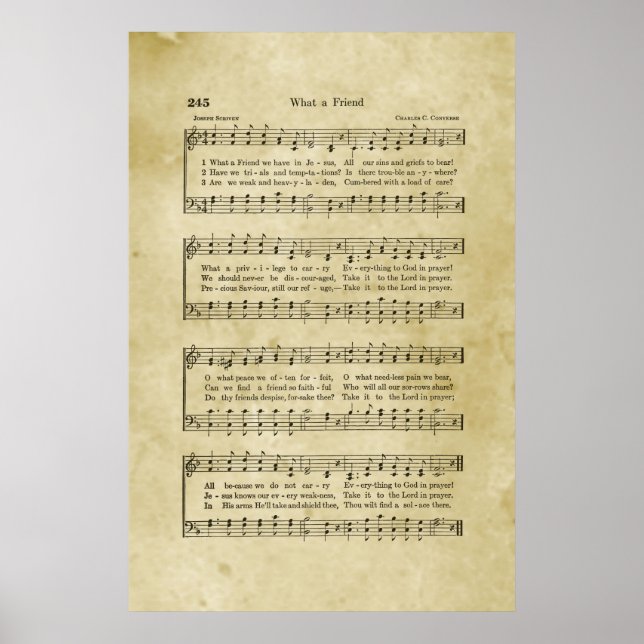 Vilken vän vi har i Jesus Gospel Lakan Music Poster (Framsidan)