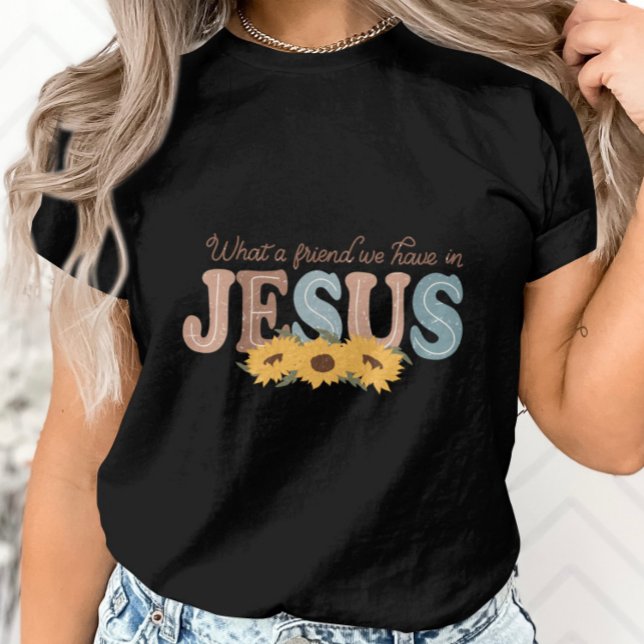 Vilken vän vi har i Jesus-solrosgrafik T Shirt (Skapare uppladdad)